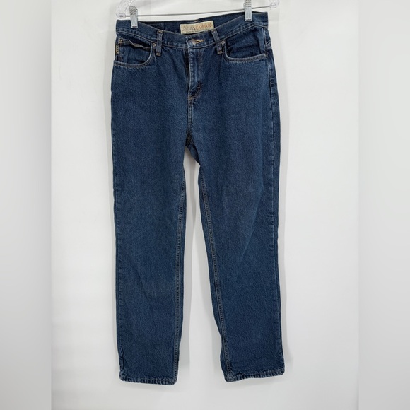 Cabelas Jeans‎ Womens Blue Denim Cotton Flannel Lined Straight Leg Casual 8 Long - Picture 1 of 6